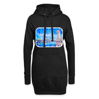 Vietnam-Wahrzeichen-Aquarell-Skizzen-Farben-Zeichnung - Hoodie-Kleid - Schwarz - Vorne