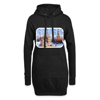 Moscou Russie Aquarelle Esquisse Dessin Dessiné - Sweat-shirt à capuche long Femme - noir - Devant