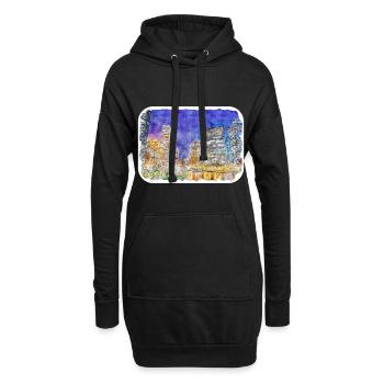 usa, aquarelle, croquis, main, dessiné, illustration - Sweat-shirt à capuche long Femme - noir - Devant