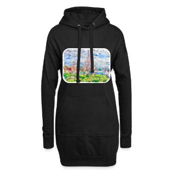 San Miguel De Allende Mexique Aquarelle Esquisse Dra - Sweat-shirt à capuche long Femme - noir - Devant