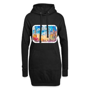 Moscou Russie Aquarelle Esquisse Dessin Dessiné - Sweat-shirt à capuche long Femme - noir - Devant