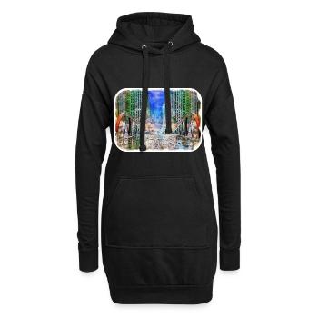 Chicago USA Aquarell Skizze gezeichnete Illustration - Hoodie-Kleid - Schwarz - Vorne