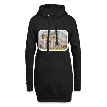 Madrid Espagne Aquarelle Esquisse Peinture Dessin - Sweat-shirt à capuche long Femme - noir - Devant