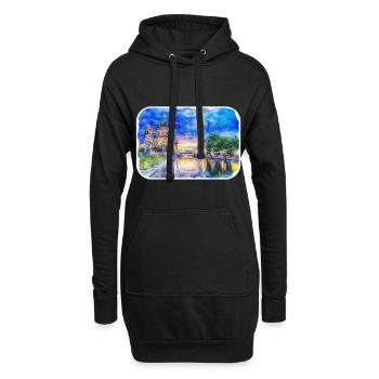 Berlin Allemagne Aquarelle Esquisse Dessinée Peinture - Sweat-shirt à capuche long Femme - noir - Devant