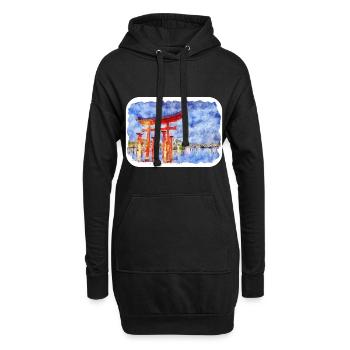 Japan Aquarellskizze Handgezeichnete Illustration - Hoodie-Kleid - Schwarz - Vorne