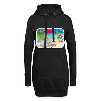 Thaïlande croquis aquarelle illustration dessinée à la main - Sweat-shirt à capuche long Femme - noir - Devant