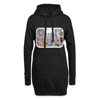 Chicago USA Aquarell Skizze gezeichnete Illustration - Hoodie-Kleid - Schwarz - Vorne