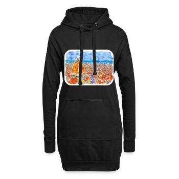Florence Italie Aquarelle Sketch Illustration - Sweat-shirt à capuche long Femme - noir - Devant