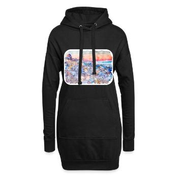 Santorin Grèce Aquarelle Esquisse Dessinée Illustrat - Sweat-shirt à capuche long Femme - noir - Devant