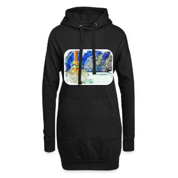 Aquarelle de voyage Esquisse dessinée à la main Illustration - Sweat-shirt à capuche long Femme - noir - Devant