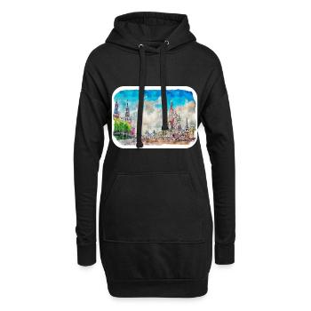 Moscou Russie Aquarelle Esquisse Dessinée Peinture - Sweat-shirt à capuche long Femme - noir - Devant