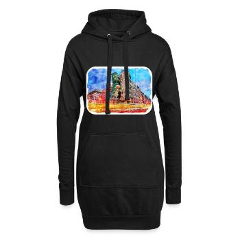 Prag Tschechien Aquarell Skizze Zeichnung - Hoodie-Kleid - Schwarz - Vorne