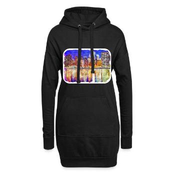 USA Aquarellskizze Handgezeichnete Illustration - Hoodie-Kleid - Schwarz - Vorne