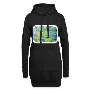 Indonésie Aquarelle Esquisse Dessinée à la Main Peinture - Sweat-shirt à capuche long Femme - noir - Devant