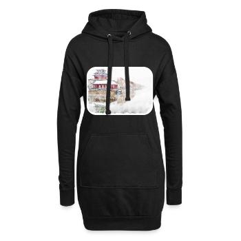 Beijing Landmark Aquarelle Esquisse Dessin de peinture - Sweat-shirt à capuche long Femme - noir - Devant