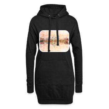 Indien Wahrzeichen Aquarell Skizze Farbe Illustratio - Hoodie-Kleid - Schwarz - Vorne