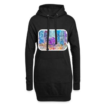 Esquisse d’aquarelle de Chine Illustration dessinée à la main - Sweat-shirt à capuche long Femme - noir - Devant