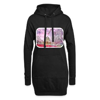 Japan Aquarellskizze Handgezeichnete Illustration - Hoodie-Kleid - Schwarz - Vorne