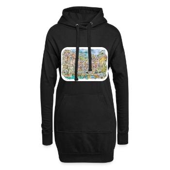 Sorrente Italie Aquarelle Esquisse Dessinée Peinture - Sweat-shirt à capuche long Femme - noir - Devant
