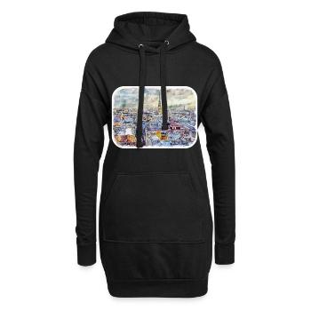 Copenhague Danemark Aquarelle Sketch Illustration - Sweat-shirt à capuche long Femme - noir - Devant