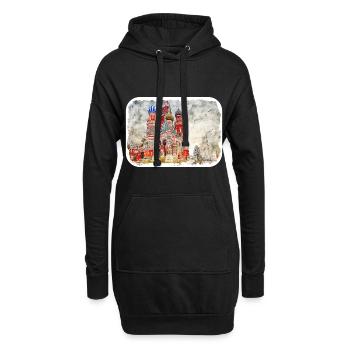 Moscou Russie Aquarelle Esquisse Dessin Dessiné - Sweat-shirt à capuche long Femme - noir - Devant