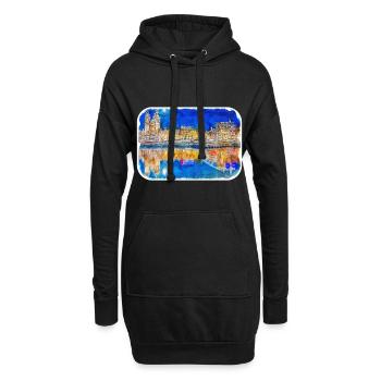 Amsterdam Niederlande Aquarellskizze Zeichnung - Hoodie-Kleid - Schwarz - Vorne