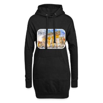 Berlin Allemagne Aquarelle Esquisse Dessinée Peinture - Sweat-shirt à capuche long Femme - noir - Devant