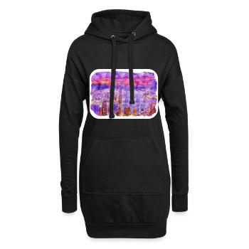 Hong Kong China Aquarell Skizze Zeichnung - Hoodie-Kleid - Schwarz - Vorne