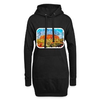 Australie Aquarelle Esquisse Dessinée à la Main Peinture - Sweat-shirt à capuche long Femme - noir - Devant