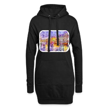 Straßburg Frankreich Aquarellskizze gezeichnet illustra - Hoodie-Kleid - Schwarz - Vorne