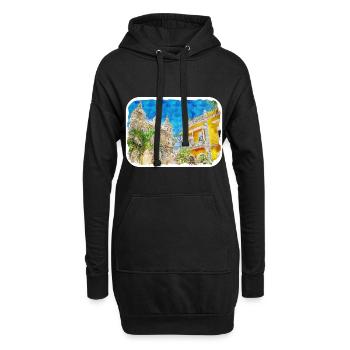 Cartagena Kolumbien Aquarell Skizze Gezeichnet Illustr - Hoodie-Kleid - Schwarz - Vorne