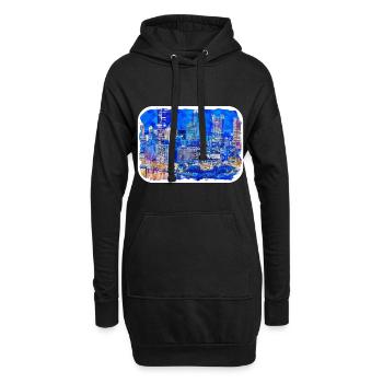 USA Aquarellskizze Handgezeichnete Illustration - Hoodie-Kleid - Schwarz - Vorne