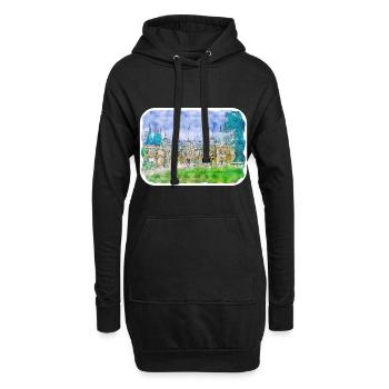 Uk Landmark Aquarelle Sketch Painting Illustratio - Sweat-shirt à capuche long Femme - noir - Devant