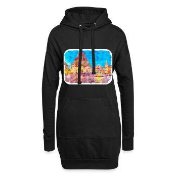 Bologne Italie Aquarelle Esquisse Dessinée Illustration - Sweat-shirt à capuche long Femme - noir - Devant