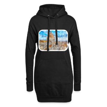Florence Italie Aquarelle Esquisse Peinture Dessinée - Sweat-shirt à capuche long Femme - noir - Devant