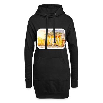 Berlin Allemagne Aquarelle Esquisse Dessinée Peinture - Sweat-shirt à capuche long Femme - noir - Devant