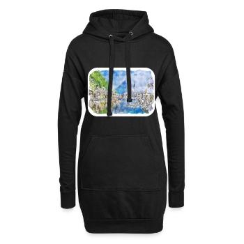 Autriche Aquarelle Esquisse Dessinée à la main Illustration - Sweat-shirt à capuche long Femme - noir - Devant