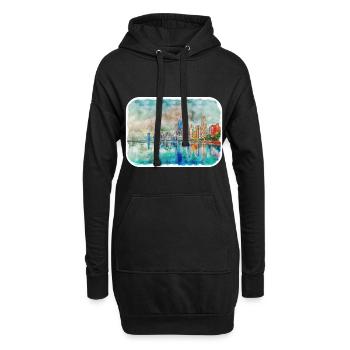 Chicago USA Aquarell Skizze gezeichnete Illustration - Hoodie-Kleid - Schwarz - Vorne