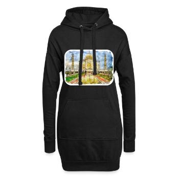 Indien Wahrzeichen Aquarell Skizze Farbe Illustratio - Hoodie-Kleid - Schwarz - Vorne