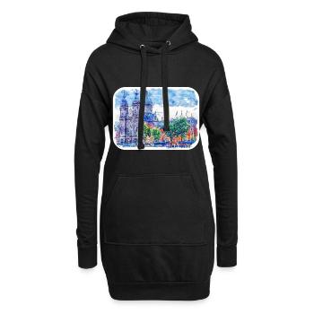 Pays-Bas Aquarelle Esquisse Dessinée Illustration - Sweat-shirt à capuche long Femme - noir - Devant