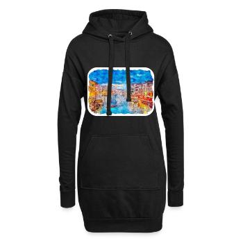 Venise Italie Aquarelle Esquisse Illustration - Sweat-shirt à capuche long Femme - noir - Devant