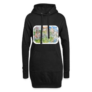 Belgique Repère Aquarelle Esquisse Dessin de Peinture - Sweat-shirt à capuche long Femme - noir - Devant