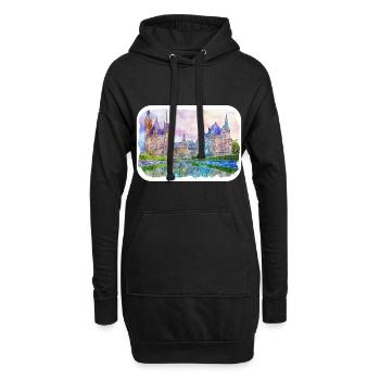 Pologne Repère Aquarelle Esquisse Dessin de peinture - Sweat-shirt à capuche long Femme - noir - Devant