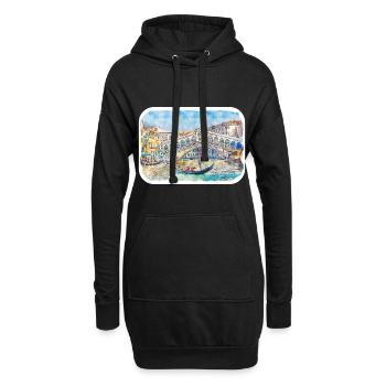 Venedig Italien Aquarellskizze Gezeichnete Illustration - Hoodie-Kleid - Schwarz - Vorne