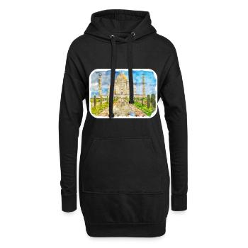 Indien Wahrzeichen Aquarell Skizze Farbe Illustratio - Hoodie-Kleid - Schwarz - Vorne