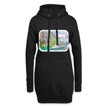 Norvège Aquarelle Esquisse Dessinée à la main Illustration - Sweat-shirt à capuche long Femme - noir - Devant