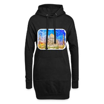 Indien Wahrzeichen Aquarell Skizze Farbe Illustratio - Hoodie-Kleid - Schwarz - Vorne
