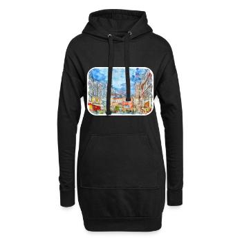Allemagne Aquarelle Esquisse Dessinée à la main Illustration - Sweat-shirt à capuche long Femme - noir - Devant