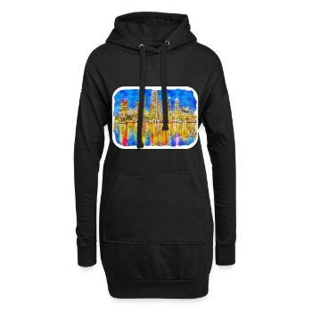 USA Aquarellskizze Handgezeichnete Illustration - Hoodie-Kleid - Schwarz - Vorne