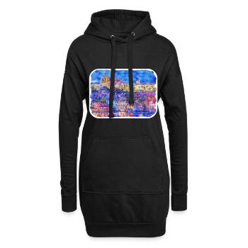 Prag Tschechische Aquarellskizze Malerei Zeichnung - Hoodie-Kleid - Schwarz - Vorne